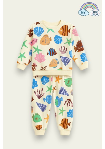 Anaokulu-Deniz Kabuğu Desenli Ipeksi Takım 2-8 Yaş