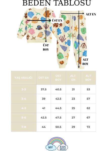 Anaokulu-Deniz Kabuğu Desenli Ipeksi Takım 2-8 Yaş fiyatları