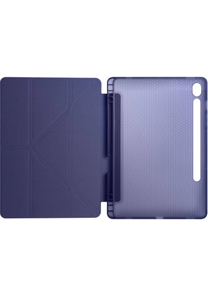Galaxy Tab S10 Fe Uyumlu Tri Folding Kalem Bölmeli Standlı Kılıf Lacivert modelleri