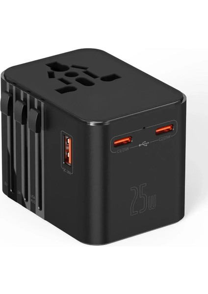Evrensel Eu Us Au Uk Priz Fiş Çevirici Dönüştürücü Seyahat Adaptörü 20W 1x USB 2x Type-C Port Çıkışı