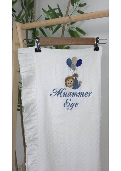 Müslin Yeni Doğan 4katlı Organik %100PAMUK Kişiye Özgü Nakışlı Hastane Çıkış Seti (Balonlu Aslan) modelleri
