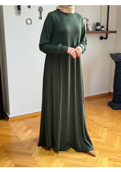 Yandan Büzgülü Fitilli Örme Elbise 9922 fırsatları