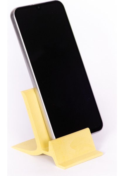 3D Baskı Telefon Standı Sarı Renk Masaüstü Minimal Tasarım Sabit Aparat Tutucu Organizer