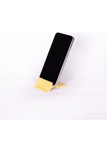 3D Baskı Telefon Standı Sarı Renk Masaüstü Minimal Tasarım Sabit Aparat Tutucu Organizer fırsatları
