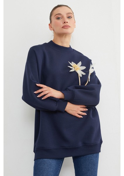 3 Iplik Çiçek Aksesuarlı Oversize Tunik indirimleri