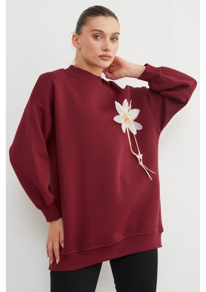 3 Iplik Çiçek Aksesuarlı Oversize Tunik fırsatları