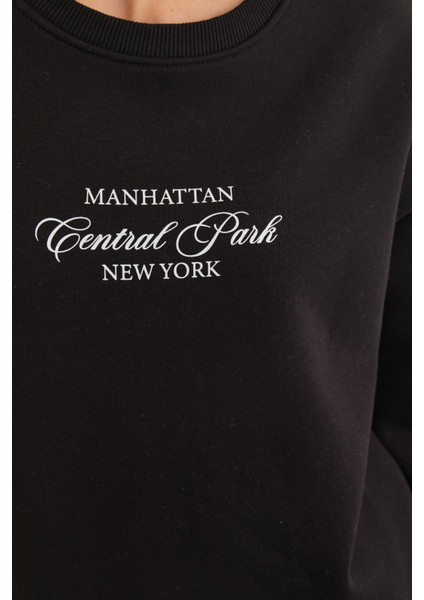 3 Iplik Manhattan Baskılı Bisiklet Yaka Sweatshirt modelleri