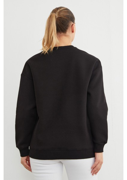 3 Iplik Manhattan Baskılı Bisiklet Yaka Sweatshirt