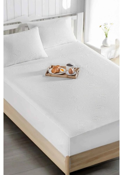 Micro Fitted Ultra Sessiz Ultra Soft Full Kenar Su Sıvı Geçirmez Alez Yatak Koruyucu Beyaz