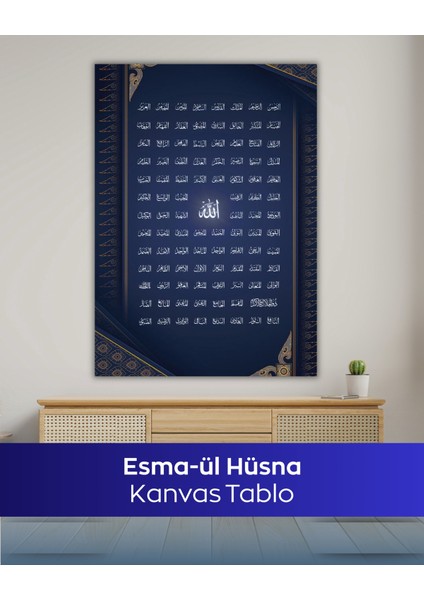 Esma-Ül Hüsna Islami Kanvas Tablo | Dini Duvar Dekoru & Ev Aksesuarı fiyatları