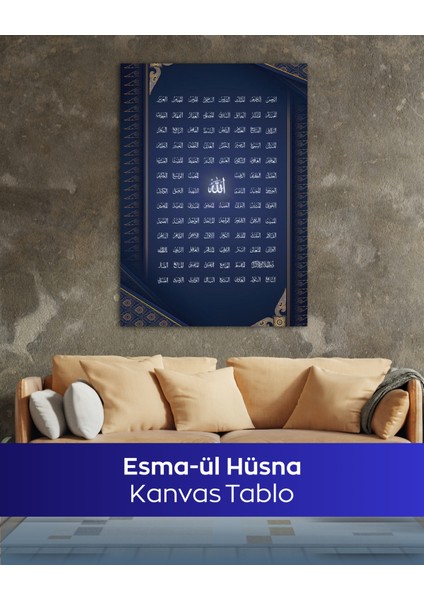Esma-Ül Hüsna Islami Kanvas Tablo | Dini Duvar Dekoru & Ev Aksesuarı
