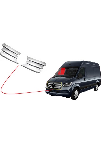 Mercedes Sprinter W907 Krom Ön Panjur 6 Parça Geniş Model 2018 ve Sonrası