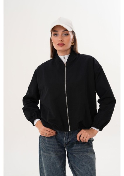 Hakim Yaka Fermuarlı Beli Lastikli Siyah Mont SRP1190 indirimleri