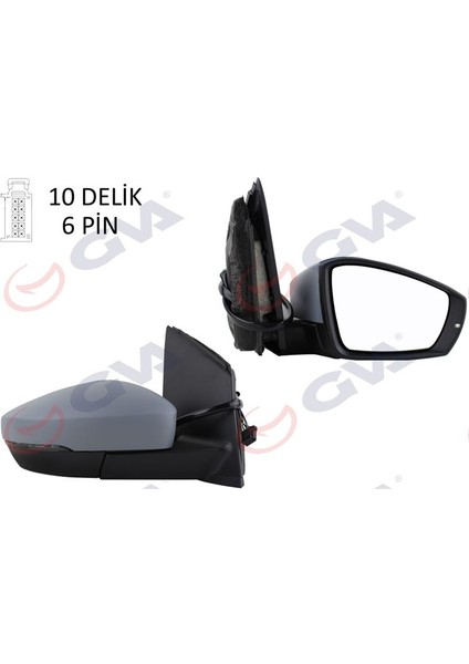 1075458 - Dış Dikiz Aynası Sağ Polo 09 Elektrikli Isıtmalı Astarlı Konveks 6 Fiş VM-388NEHPR