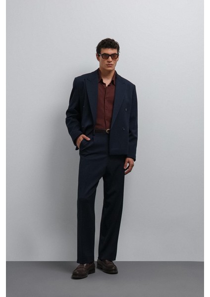 Lacivert Kruvaze Relax Crop Fit Blazer Ceket fiyatları