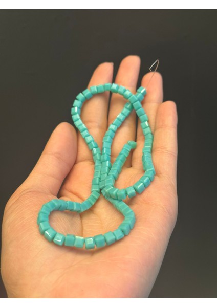 102 Adet Kristal Kare Delikli Turkuaz Boncuk Set 0,50 mm fiyatları