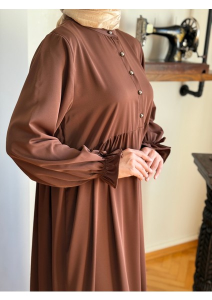 Yarım Patlı 3 Katlı Tesettür Elbise 5078
