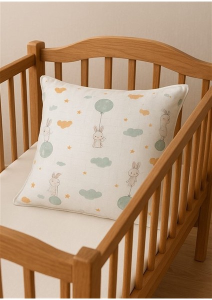 Müslin Bebek Yastık Kılıfı % 100 Pamuklu Tafşanlı Bolonlu 35X44