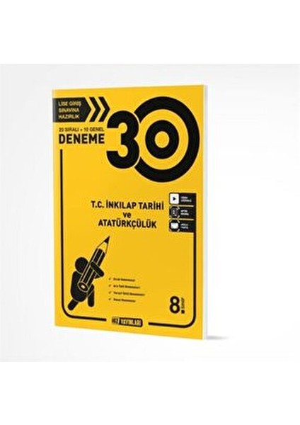 8. Sınıf İngilizce 30'lu Deneme Sıralı ve Genel Denemelerle Hazırlık Kitabı fiyatları