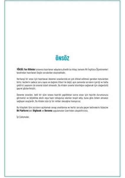 YÖKDİL Fen Bilimleri Deneme Sınavları Ciltli 220 Sayfa Mesleki Hazırlık