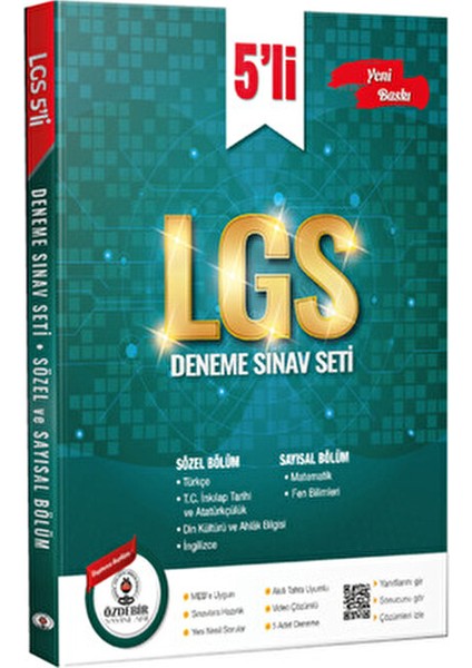 8. Sınıf LGS 5'li Deneme Seti Türkçe Basım 180 Sayfa fiyatları