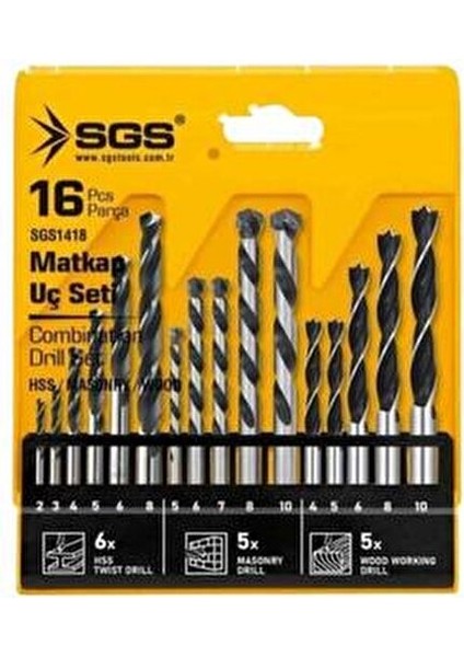 16 Parça Matkap Ucu Seti Ahşap Metal Beton Kullanım fiyatları