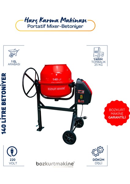 140 Litre Harç Karma Makinası (Betoniyer) fiyatları