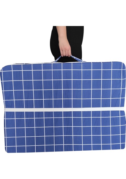 Katlanır Yer Minderi Süngerli Minder Mavi Pano 80X180 Cm-6 cm Tek Kişilik