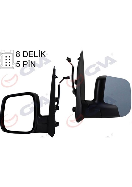 1029333 - Dış Dikiz Aynası Sol Fıorıno-Bıpper-Nemo 07 Elektrikli Isıtmalı Astarlı Konveks 5 Fiş VM-6115EHPL