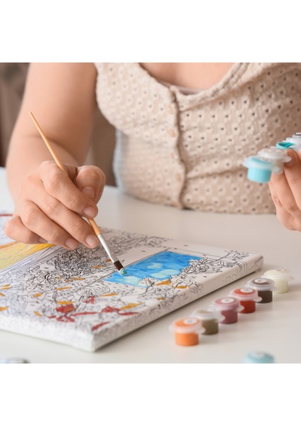 Sayılarla Boyama Seti, Yelkenli Gemi Manzaralı, 40 x 50 Cm, Kasnaklı, 24 Renk Hobi Seti