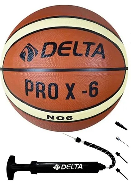 Pro X6 Basketbol Topu 6 No Basket Top Dura-Strong + Pompa – Okul ve Beden Eğitimi Için 2'li Set