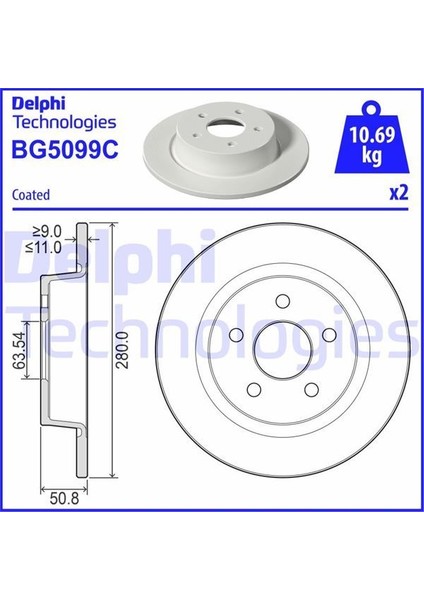 Delphı BG5099C - Arka Fren Dısk Ayna Connect 14