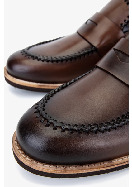 Erkek Hakiki Deri Kahverengi Loafer Ayakkabı 183 42551 Erk Ayk Y25 Kahve Dr/orgu modelleri