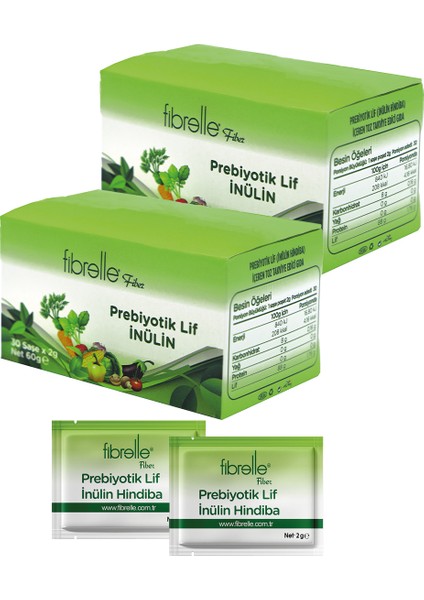 2 Kutu Fibrelle Fiber Prebiyotik Lif Zenginleştirilmiş Inülin 30 Şase x 2