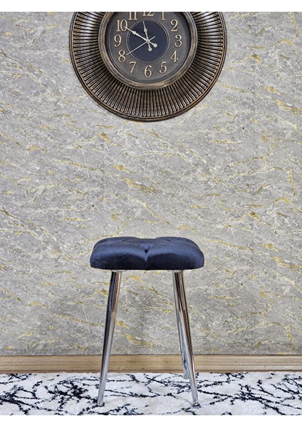 Kare Krom Kaplama Konik Ayaklı Tabure - Oturak - Bar Taburesi - Ayaklı Tabure Füme Renk 48 x 33 Boyut/ebat fiyatları