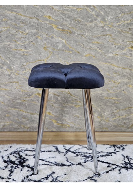 Kare Krom Kaplama Konik Ayaklı Tabure - Oturak - Bar Taburesi - Ayaklı Tabure Füme Renk 48 x 33 Boyut/ebat modelleri