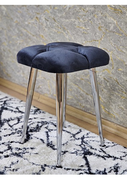 Kare Krom Kaplama Konik Ayaklı Tabure - Oturak - Bar Taburesi - Ayaklı Tabure Füme Renk 48 x 33 Boyut/ebat fırsatları