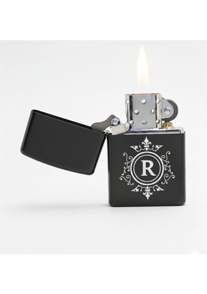 R Harfli Kişiye Özel Harf Baskılı Benzinli Çakmak