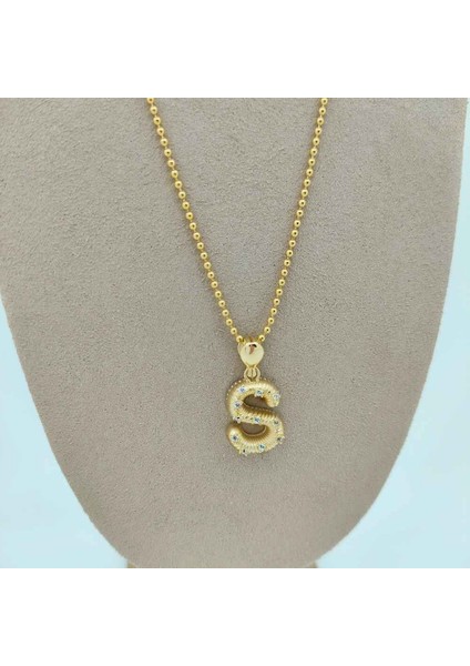 S Harfi Taşlı Kolye Ucu - KLU0676 fiyatları