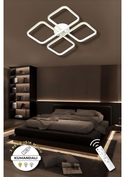 Jasmin White Gold Kumandalı 3 Renk Modern Plafonyer LED Avize fiyatları