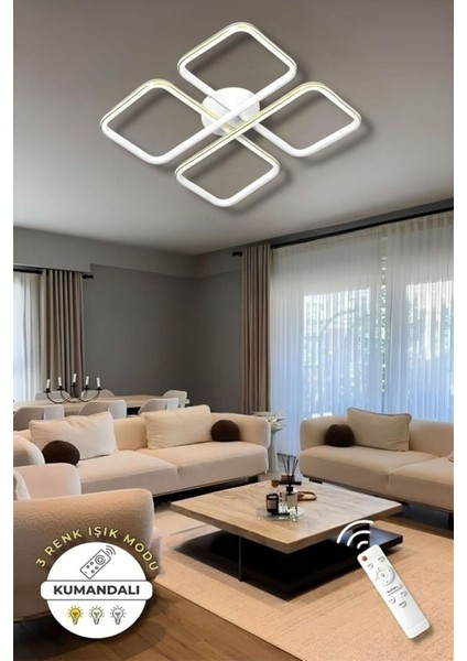 Jasmin White Gold Kumandalı 3 Renk Modern Plafonyer LED Avize fırsatları