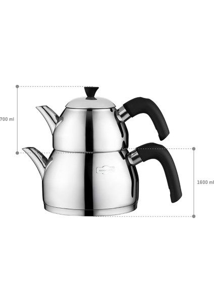 Monreale Çaydanlık Takımı - Çelik - Orta Boy