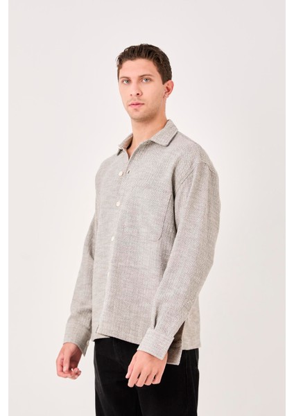 X-0001 Ayaklı Yaka Tek Cepli Uzun Kol Gömlek modelleri