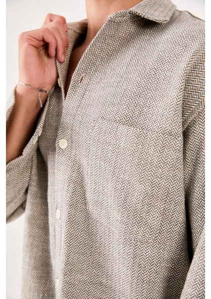 X-0001 Ayaklı Yaka Tek Cepli Uzun Kol Gömlek fırsatları