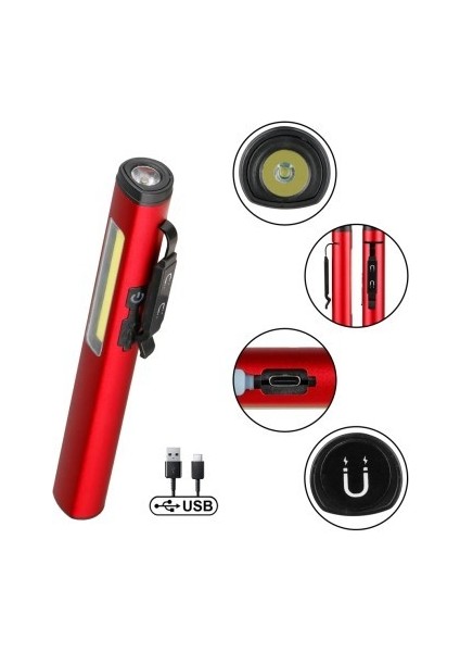 Şarjlı Mıknatıslı Çalışma Lambası Cep Feneri