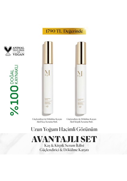 Güçlendirici & Dökülme Karşıtı Aktif Kaş + Kirpik Serumu Set