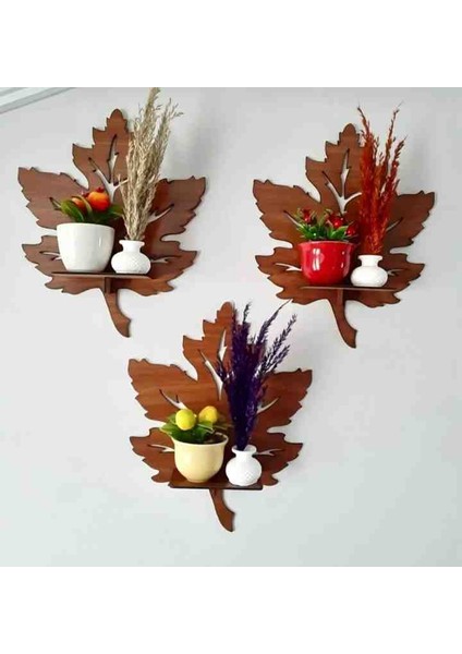 3 Lü Çinar Yaprağı Raf