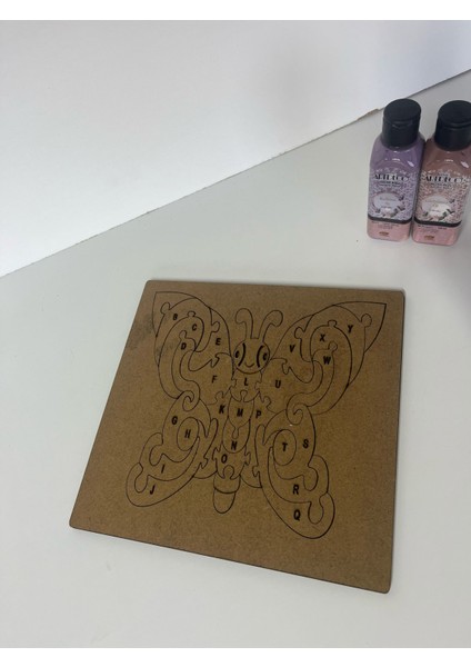 Boyanabilir Ahşap Alfabe Kelebek Puzzle Ham Mdf 6mm modelleri