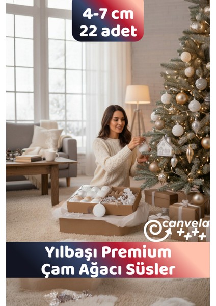 22 Adet Premium Yılbaşı Çam Ağacı Süsleri Yılbaşı Özel Süsleri