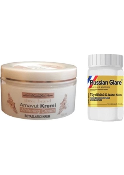 Three Brand 100 ml Arnavut Aklık Kremi 1 Ad + Russıan Glare Tüy Dökücü Azaltıcı Merhem 50ML 1 Ad fiyatları